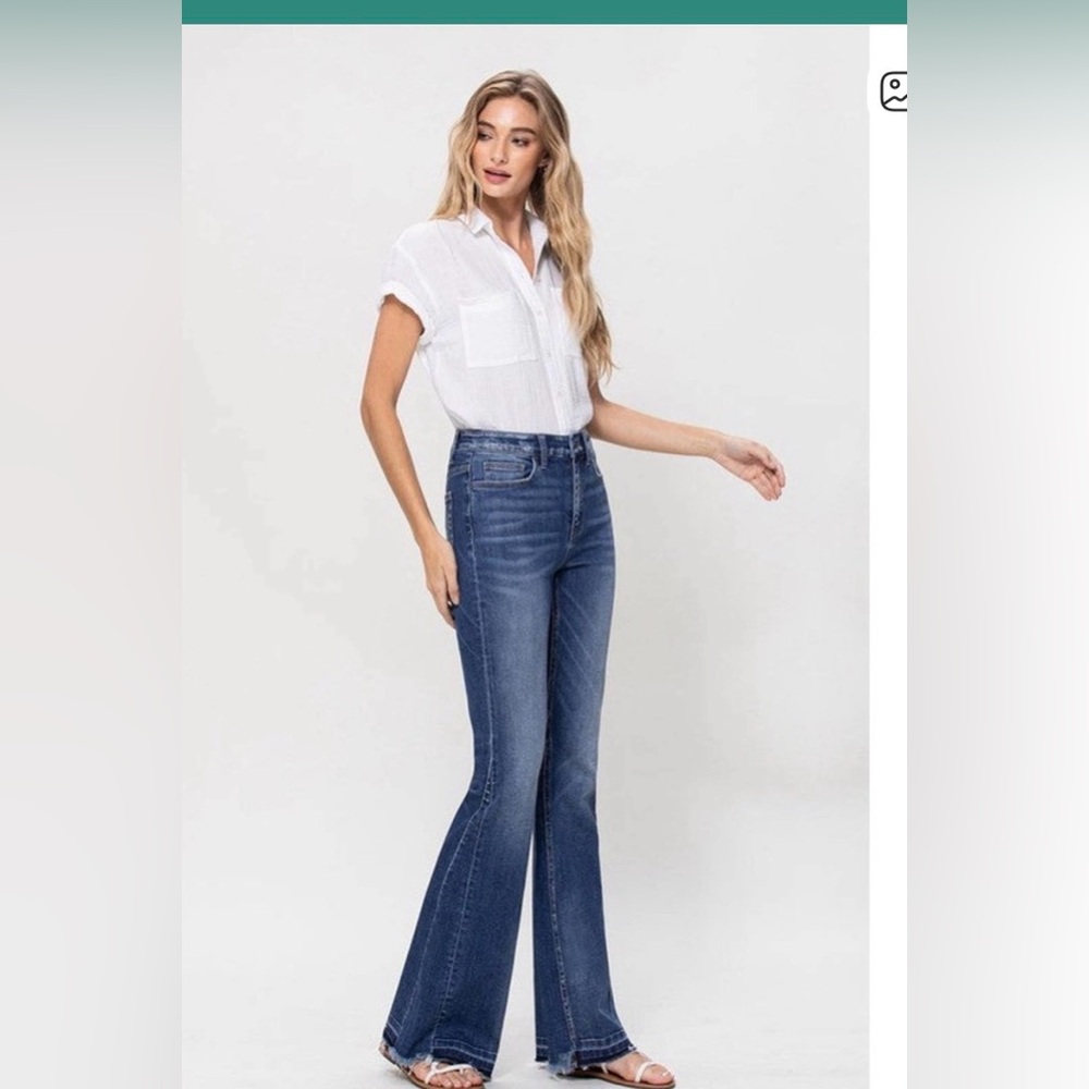 FLYING MONKEY Darker and Darker High Rise Flare Jeans with Insert Panel Details